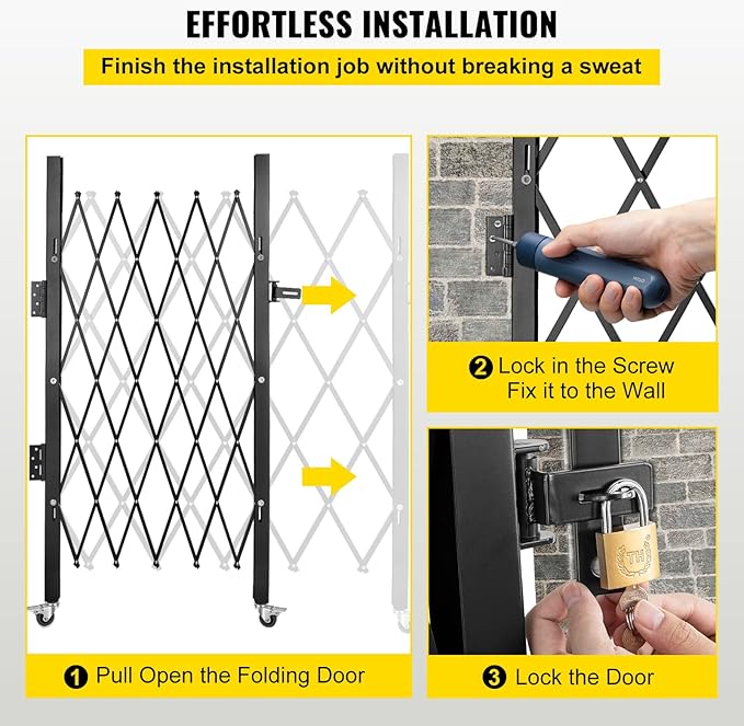 VEVOR Single Folding Security Gate, 51.57" H x 42" W Folding Door Gate - Image 7