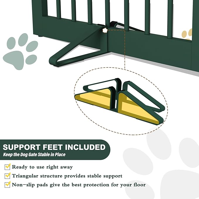 Freestanding Pet Gate for Dogs, Indoor Wooden Dog Gate for House, Foldable Dog - Image 3