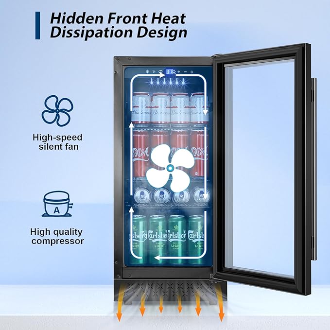 Tylza 15 Inch Beverage Refrigerator, Under Counter/Freestanding Drink Fridge - Image 4