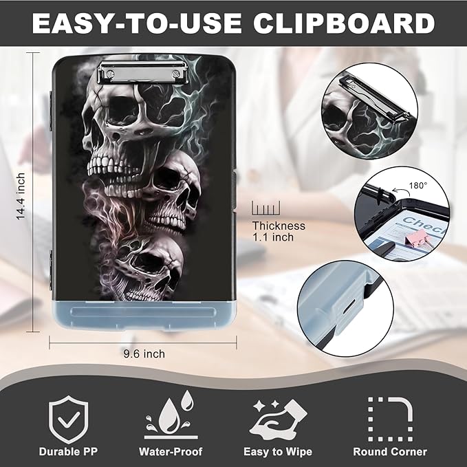 Clipboard with Storage, Heavy Duty Plastic Storage Clipboard with Low Profile - Image 3