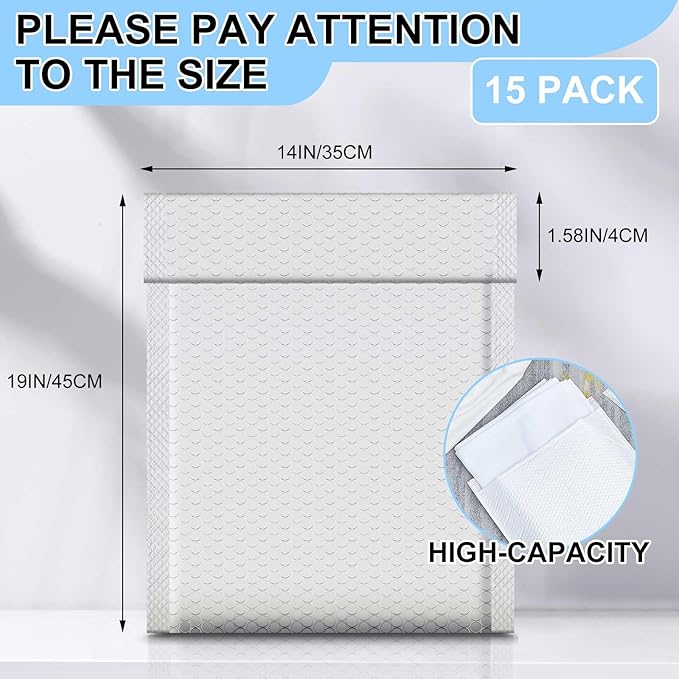 Ireer 15 Pack Extra Large 14 x 19" Bubble Mailers Poly Padded Envelopes - Image 2