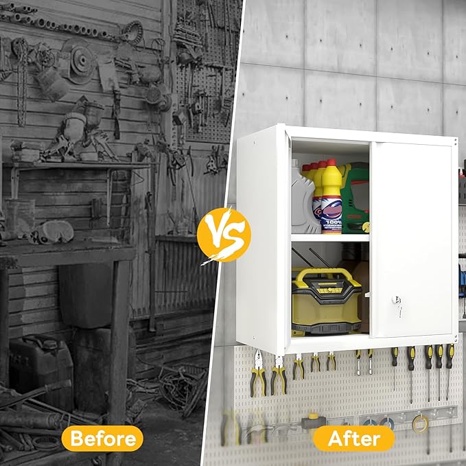 GREATMEET Locking Metal Wall Cabinet, Metal Storage Cabinet - Image 9