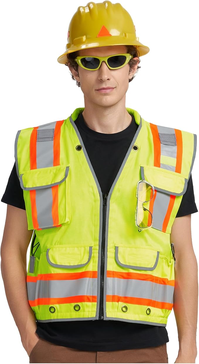 AYKRM Heavy Woven cotton High Vis Reflective work construction safety vest - Image 5