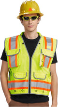 AYKRM Heavy Woven cotton High Vis Reflective work construction safety vest by AYKRM