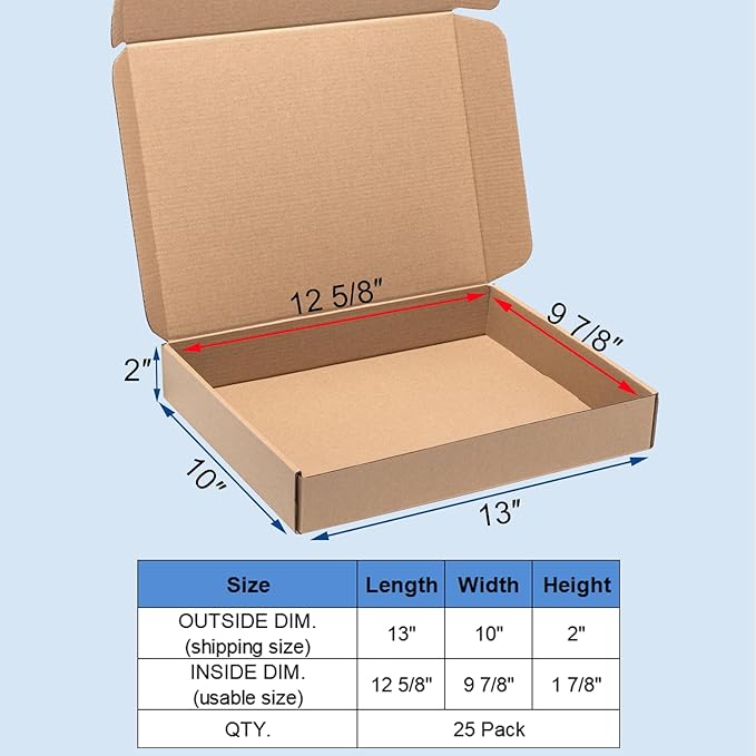 Brown Shipping Boxes 13x10x2" 25 Pack - Image 2