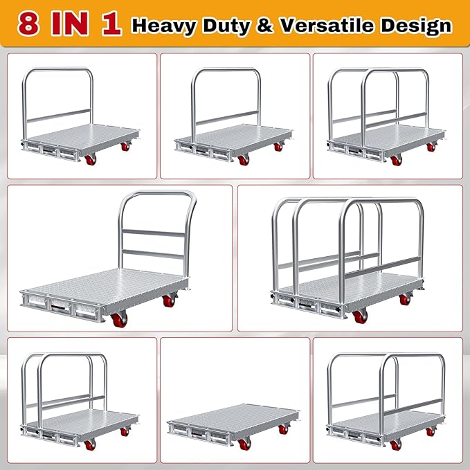 2IN1 Steel Panel Cart Dolly – Heavy Duty Drywall Lumber Truck Cart - Image 2