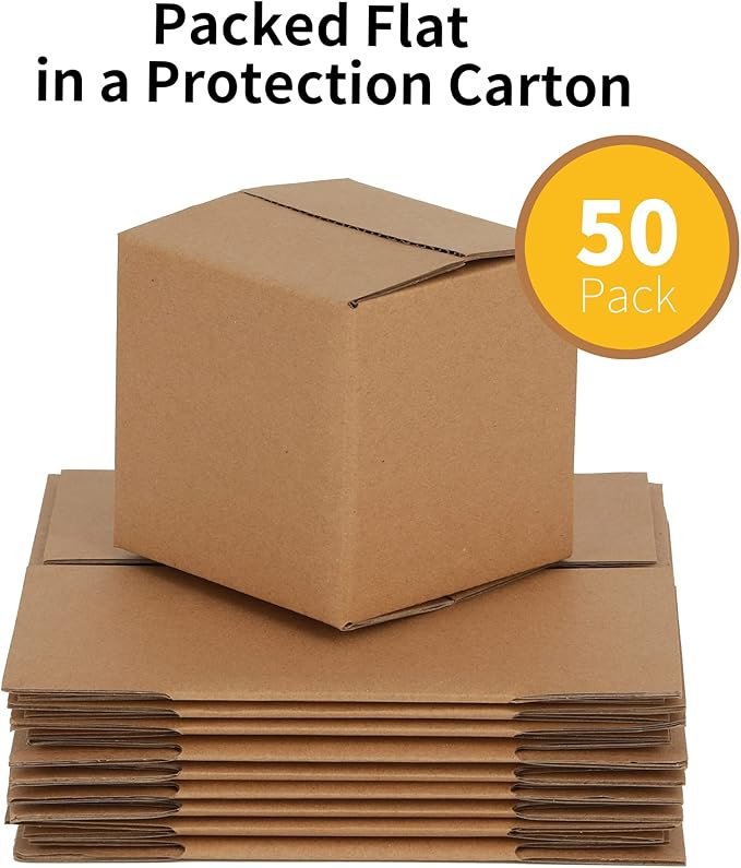 4x4x4 inches Shipping Boxes 50 Pack, Kraft Corrugated Small Cardboard Boxes - Image 5