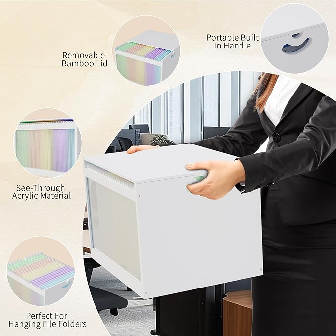 White Bamboo Acrylic File Box - Image 4