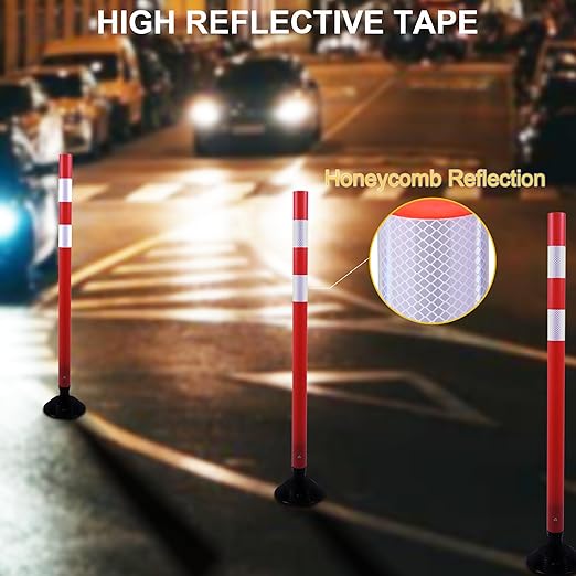 OrangeStar 8 Pack Delineator Post 48" Red Traffic Delineator Cones - Image 3