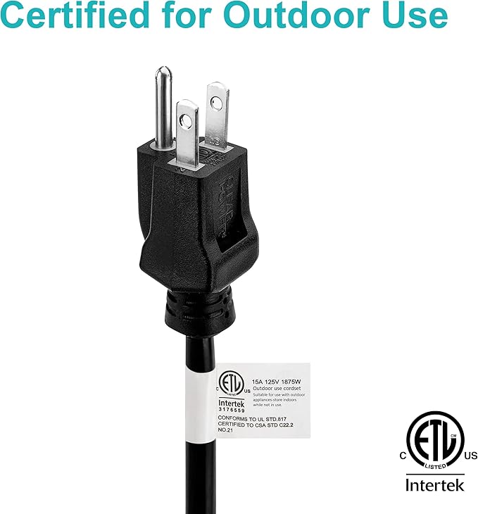 Clear Power 25ft Oil Resistant Heavy Duty Extension Cord 14/3 SJTOW, 3 Prong - Image 6
