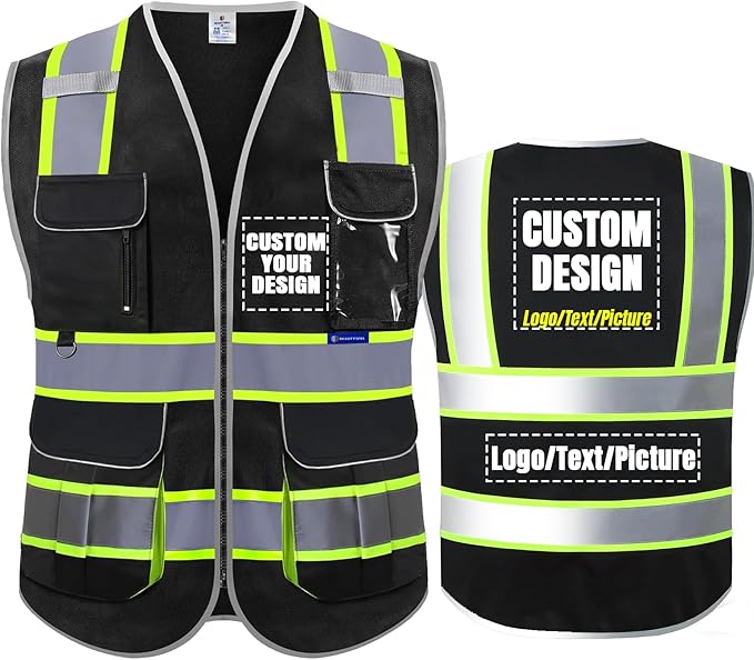 BeautyWill ANSI Certified Custom Logo Safety Vest 8-Pockets Class2 High by BeautyWill