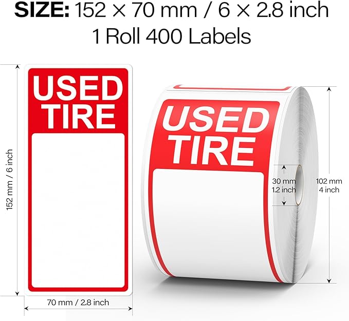 400 Pcs Used Tire Stickers 2.75" x 6" Large Sale Price Tags & Inventory Stickers - Image 3