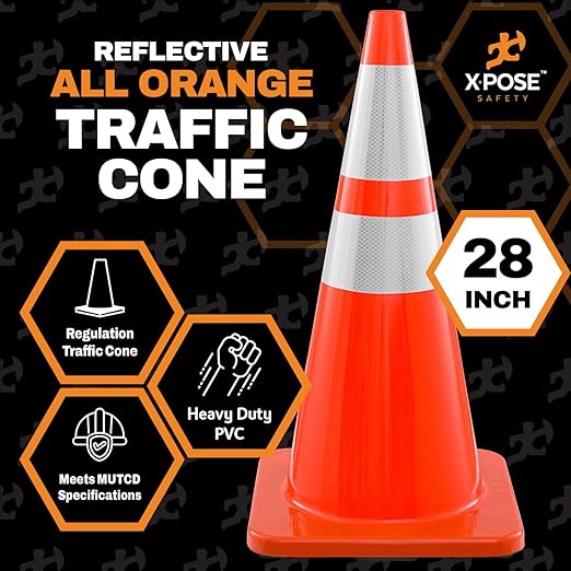Xpose Safety 28 Inch Orange Traffic Cones Heavy Duty 10lb - Image 4