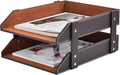Leather Desk Organizer, 2-Tier Stackable Letter Tray Holder, Office Supplies by XNONE