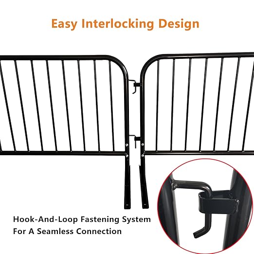 2 Pack 8.5 Ft Steel Crowd Control Heavy Duty Interlocking Steel Safety Barriers - Image 4