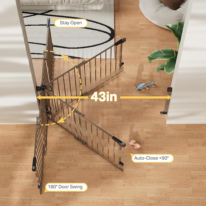 Cumbor 29.2–43" Baby Gate for Stairs, Wall-Mounted, Expandable No Bottom Bar - Image 6