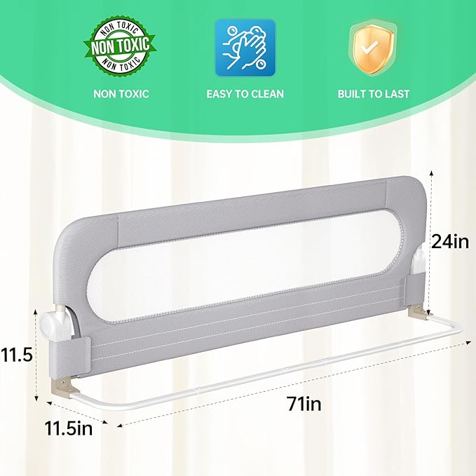 Folding Bed Rail for Toddlers, Baby Bed Rail Guard - Image 2