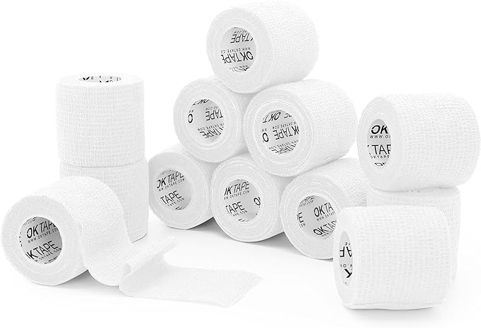 OK TAPE Self Adherent Cohesive Bandages Wrap 12Packs, 2 Inches X 5 Yards by OKTAPE