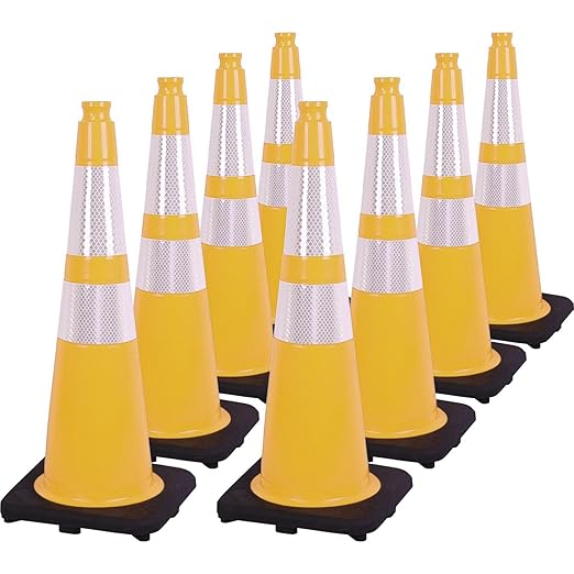 Fluorescent Orange/Green PVC Traffic Cones, Heavy Black Base Parking Lot Cone by OranLite