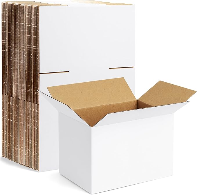 Famagic 10 Pack 6x4x4 Inch Small Shipping Boxes White Corrugated Cardboard by Famagic