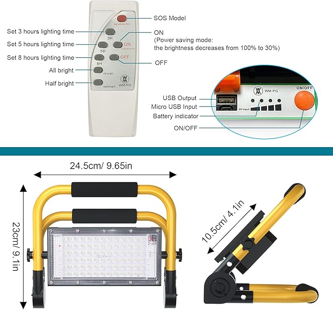 ERAY LED Construction Spotlight, Work Light 8000LM 13500mAh LED Work Light 2 - Image 7