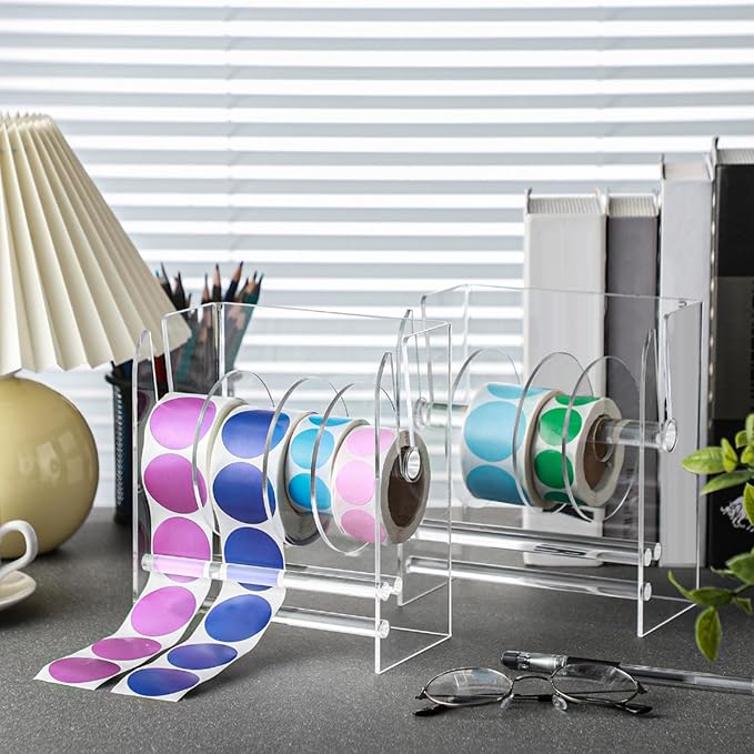Qilery Adjustable Label Dispenser Acrylic Roll Sticker Dispenser Sticker Holder - Image 3