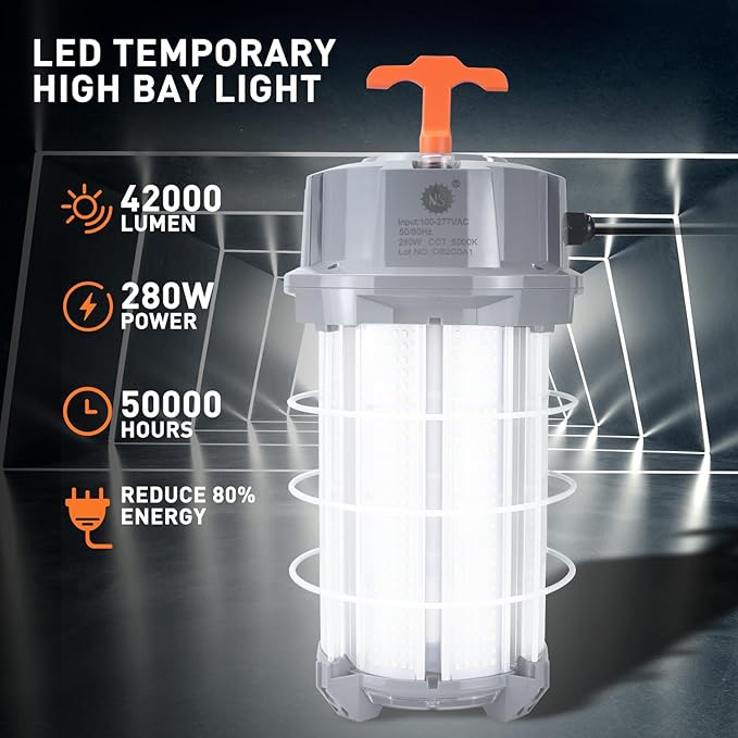 Led Temporary Work Light 280W, Portable Hanging Work Construction Lights - Image 2