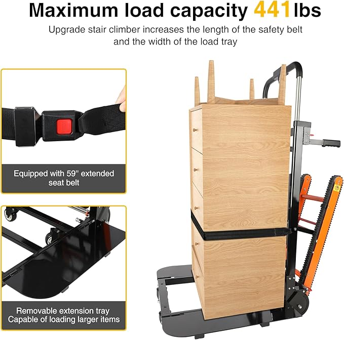 Electric Stair Climbing Dolly, 400lb Max Load Heavy Duty, Powered Stair Climber - Image 3