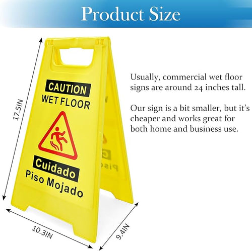 2 Pack Caution Wet Floor Sign, 17.5" Height, Bright Yellow, Double-Sided - Image 2