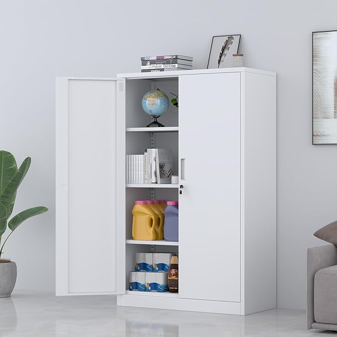 Metal Storage Cabinet with Locking Doors and 3 Adjustable Shelves, 53.5-Inch - Image 8