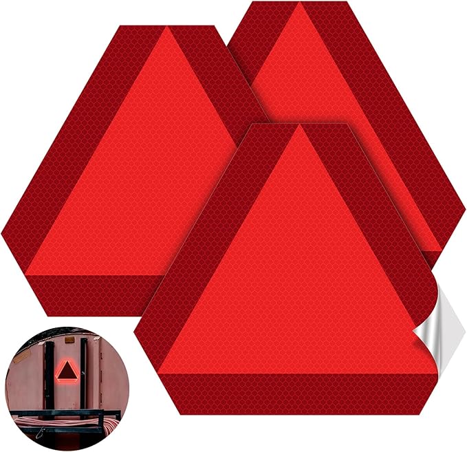 3 Pack Slow Moving Vehicle Triangle Sticker, 8 x 7 inch Diamond Grade by Ayifan