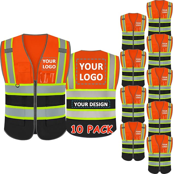 BeautyWill Custom Logo Safety Vest Class 2 High Visibility Reflective Vest by BeautyWill