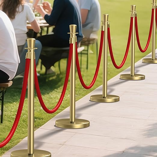 kaiyomi 8Pcs Stanchions with Red Velvet Ropes Set, 5 Feet Velvet Ropes and - Image 7