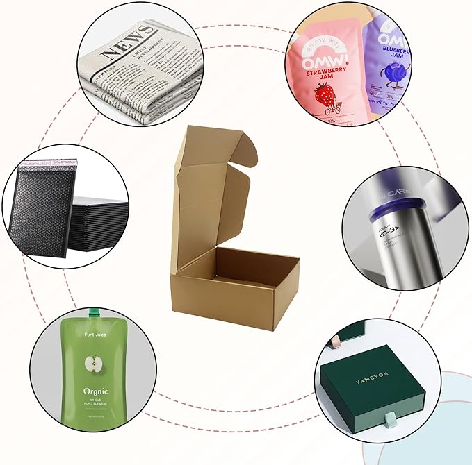 8x8x3 Inches Shipping Boxes Set of 25，Brown Cardboard Boxes Recyclable - Image 3