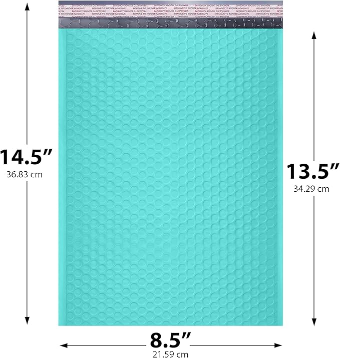 Teal Poly Bubble Mailers 8.5x14.5 inch #3 | Self Seal Padded Envelopes | - Image 2