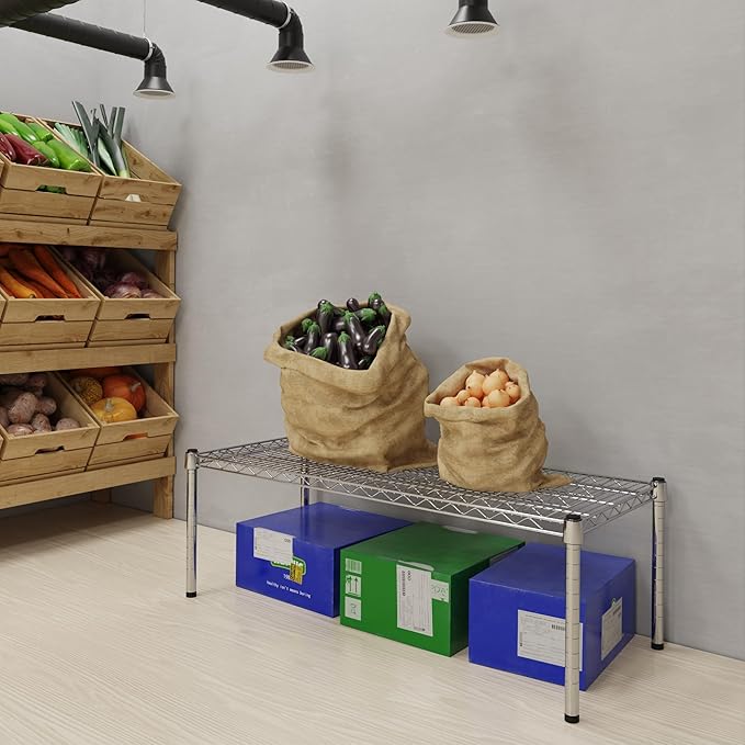 18''W x 42''L x 14''H Chrome Plated Wire Dunnage Rack | Off The Floor Storage - Image 2