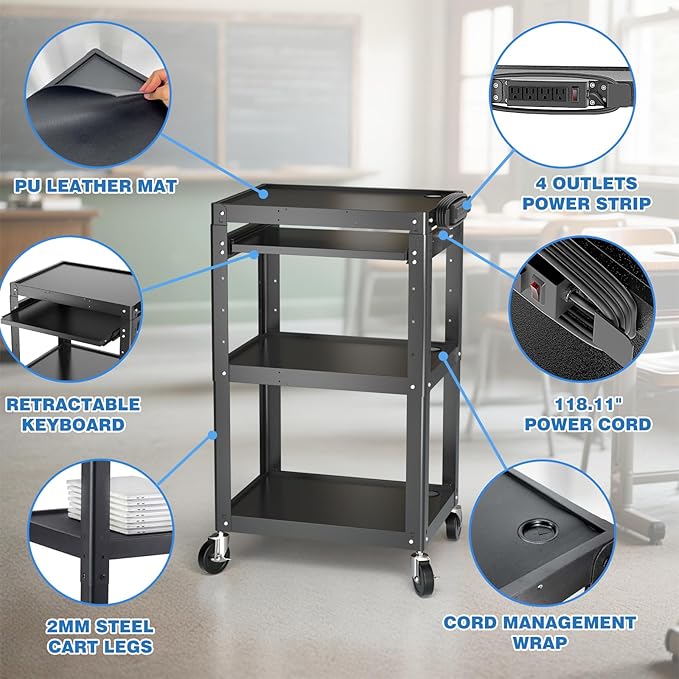 Steel AV Cart on Wheels - Image 5