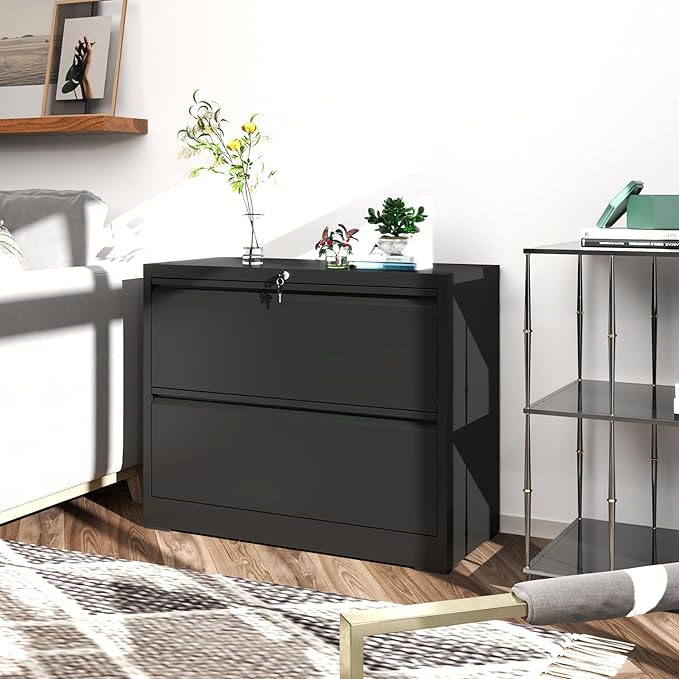 File Cabinets 2 Drawer, Metal Office Storage Filing Cabinet - Image 7