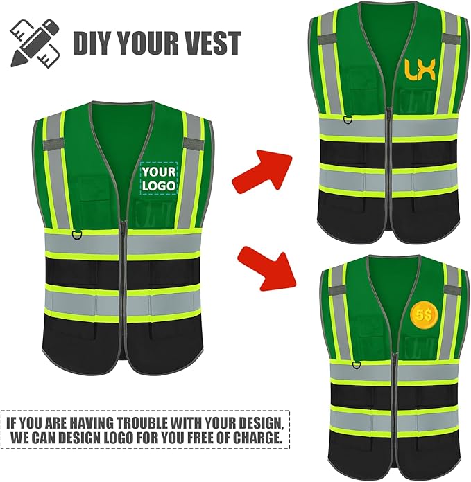 BeautyWill Custom Logo Safety Vest Class2 High Visibility Reflective Vest - Image 3