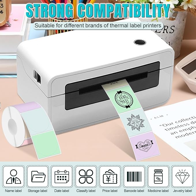 Ctosree 500 Pcs/ 1 Roll Thermal Sticker Labels Self Adhesive Direct Thermal - Image 4