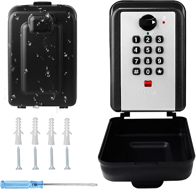 Key Lock Box, 12-Digit Code, Weatherproof Wall Mount, Large Capacity 5-8 Keys by Unknown