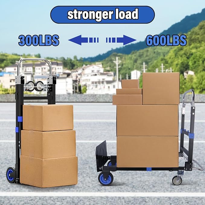 Upgraded 3 in 1 Folding Hand Truck, 600lbs Capacity, Heavy Duty Convertible - Image 5