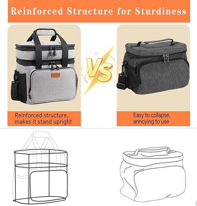 Double Decker XLarge Lunch Box, Insulated Heavy Duty Lunch Bag Waterproof - Image 4