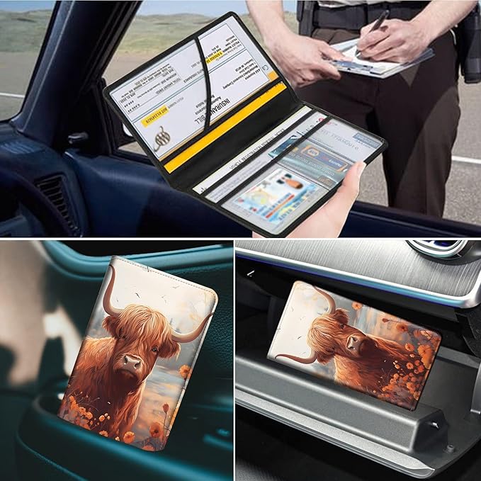 Car Registration and Insurance Holder, Leather Car Glove Box Organizer - Image 7