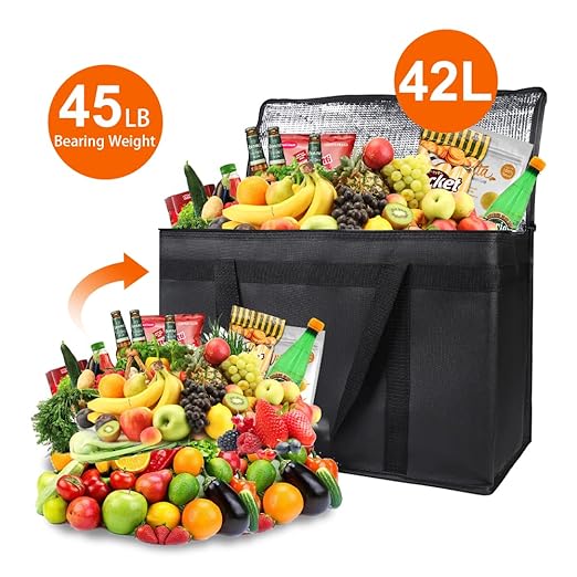 Bodaon 2-Pack Insulated Food Delivery Bag, XX-Large Reusable Grocery Shopping - Image 4