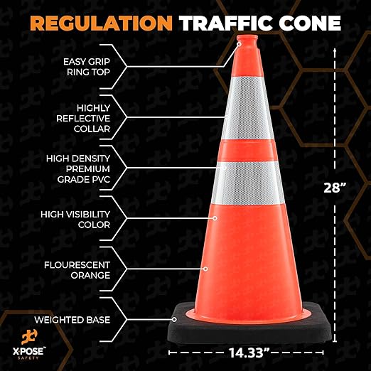 Xpose Safety 28 Inch Orange Traffic Cones Heavy Duty 10lb - Image 2