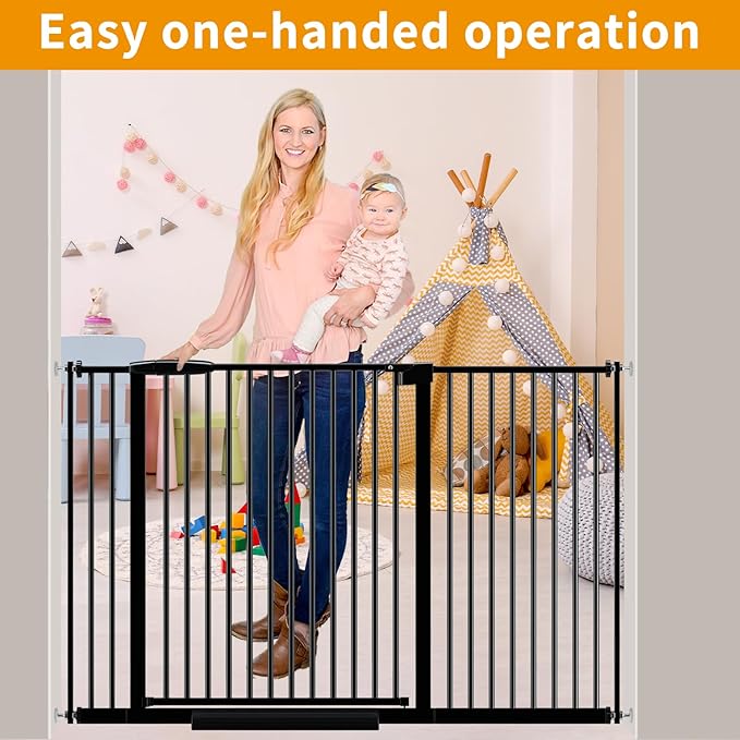 Extra Wide Baby Gate 30.11-77.36", Ultra Narrow 1.37" Spacing Dog Gate indoor - Image 2