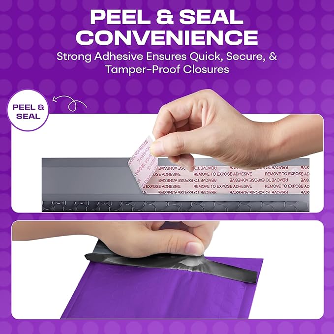 Purple 10.5x16 Inch Large Poly Bubble Mailers #5 | Padded Envelopes - Image 3