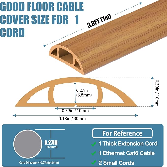 Floor Cord Covers for Wires 3.3FT Cable Hider Wire Cover Self Adhesive Cord - Image 2