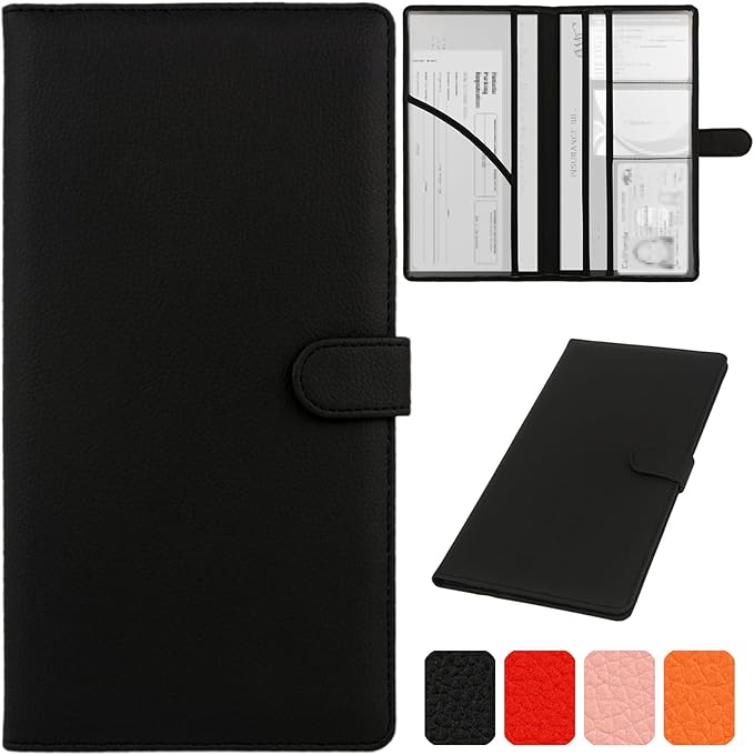 Car Registration and Insurance Holder, Leather Magnetic Shut Vehicle Glove Box by Srandme